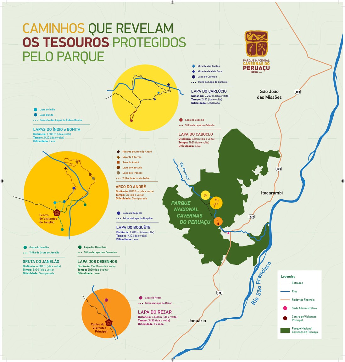 Mapa do Parque Nacional Cavernas do Peruaçu